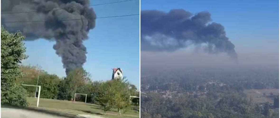 Se incendia una fábrica de pinturas en Moreno: 25 dotaciones de bomberos intentan contener las llamas