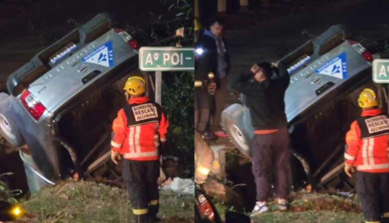 Neuquén: un empleado estatal manejó borracho un auto de Vialidad para asuntos personales, volcó y lo destrozó