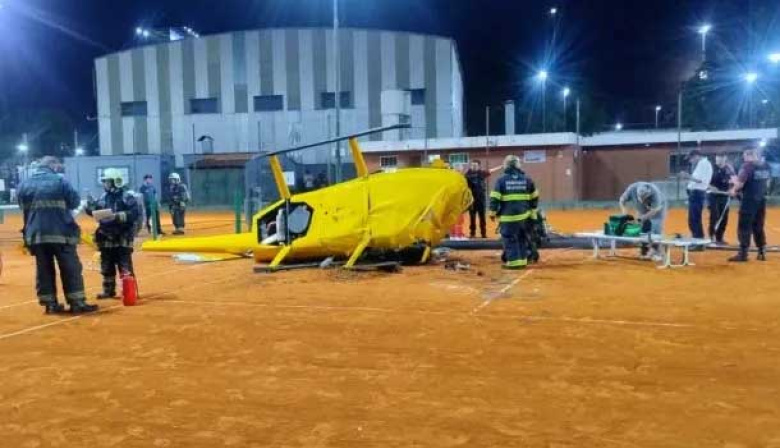 Impactante: cayó un helicóptero en las canchas de tenis del excircuito KDT de Palermo