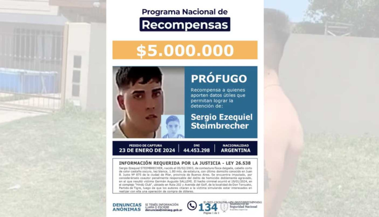 Ofrecen una recompensa de $5 millones para capturar a un joven acusado del crimen de un empresario en Tigre