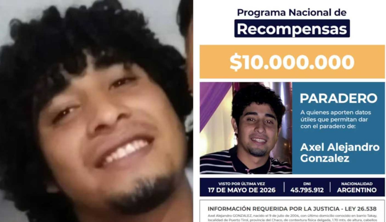 Ofrecen $10 millones de recompensa por datos para encontrar a Axel González, el joven desaparecido en Chaco